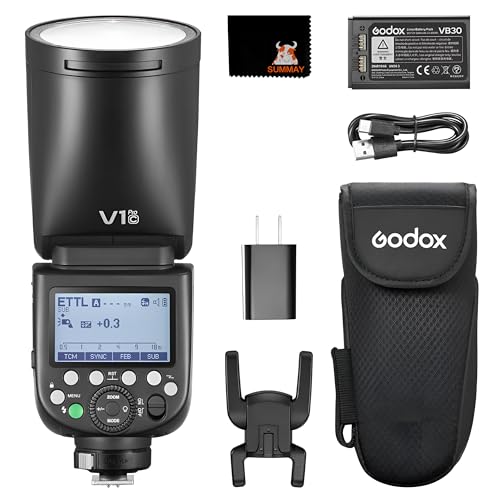 Image of Godox V1 V1Pro C Round Head Flash Canon Camera TTL Speedlight, 1 /8000 HSS 500 Full Power Flashes, 1.3s Recycle Time, 2.4G Wireless for Canon EOS Cameras (Godox V1Pro-C Without SU-1)