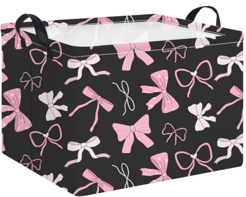 Image of Rectangle Storage Basket,Collapsible Storage Bin,Books Box,Gift Basket(New Bowknot)