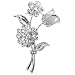 Yazilind Silver Plated Rose Flower Shape Carved Full Shining Brooches and Pins Bridal