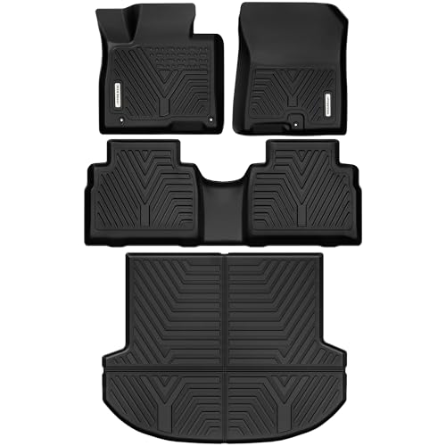 YITAMOTOR Floor Mats Compatible for 2021-2023 Hyundai Santa Fe Includes 2 Rows and Cargo Liner Set,TPE All-Weather Floor Mat Set Liners, Black 2021-2023 Santa Fe mats set with truck mats