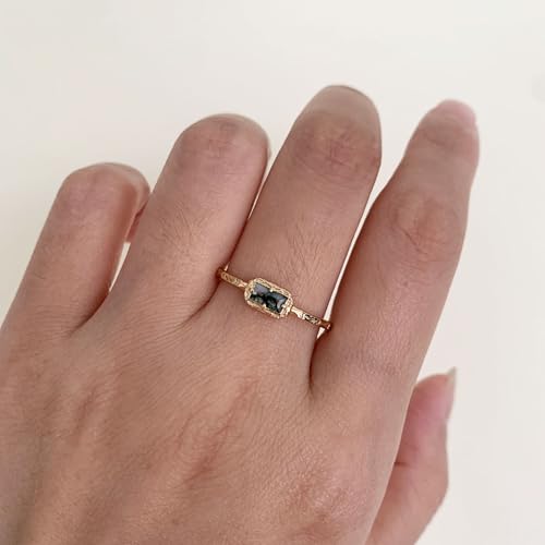 Baguette Wedding Band for Women Solitaire Cubic Zirconia Opal Pink Sapphire Moss Agate Stacking Rings Vintage Filigree Dainty Promise Rings Anniversary Jewelry3