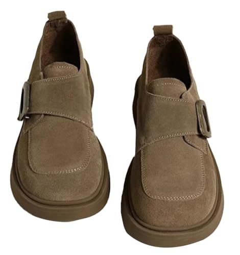 Suede Flats for Women Casual Square Toe Flat Shoes Mary Jane Ballet Flats Shoes Comfortable Dressy Outdoor Shoe Loafers 2025