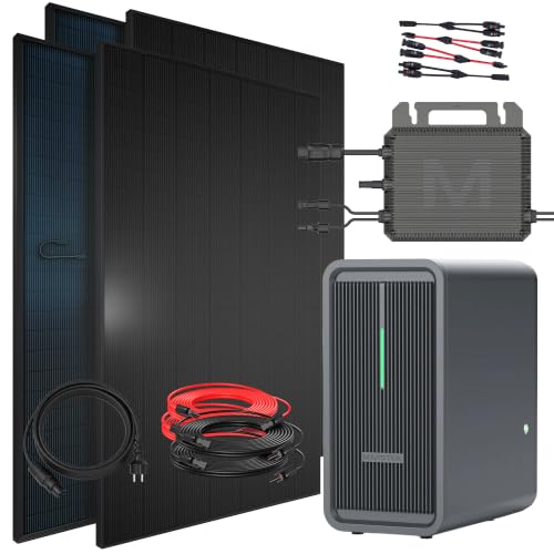 SUNNIVA® 1840W Balkonkraftwerk mit 2,24 kWh Speicher Marstek B2500-D, BIFAZIAL FULLBLACK komplett Steckdose, PV Solaranlage Komplettset mit Solarspeicher, 4x 460W N-Type Glas-Glas Bifacial Module