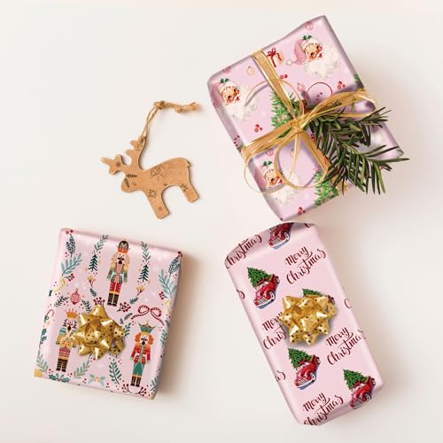 Nutcracker and Train Christmas Wrapping Paper, 40×28 Inches, 4 Folded Sheets - image 6