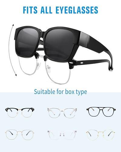 Pro Acme Polarized Fit Over Sunglasses Oversized Square Over Glasses Shades for Men Women Wrap Around UV Pretection4