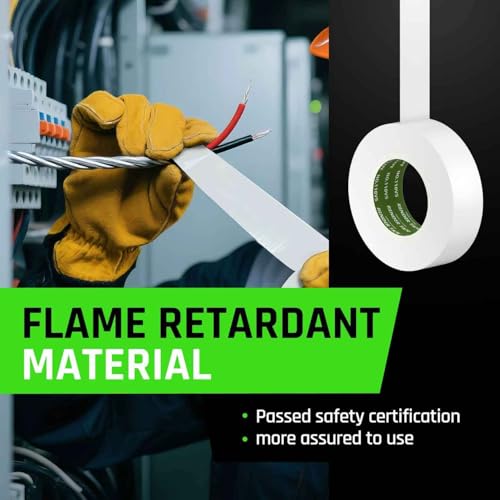 Image of Electrical Tape,3 /4 in x 66ft, White, 10-Pack,Industrial Grade Vinyl Tape | 0.75 in x 66 FT High Temp Electric Tape Under 600V for All Weather - UV Protection - Flame Retardant