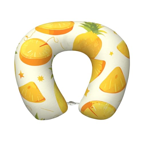 XHMKGGYBZ Oreiller cervical en mousse à mémoire de forme d'ananas entier et en morceaux pour voyage et maison – Coussin de voyage doux en forme d'avion,...