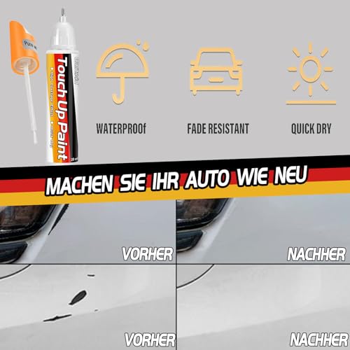 Galitoon Lackstift Auto, Autolackreparatur, 2-in-1-Autolackstift, schnelle und einfache Lösung zur Reparatur kleinerer Autokratzer, 0,8 fl oz Lackstift (Weiß)