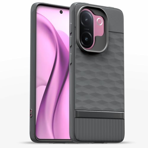 Image of Pikkme Back Cover for Vivo V60e 5G Camera Protection 3D Hexa Cube Design Silicone Protective Bumper Case (Grey)