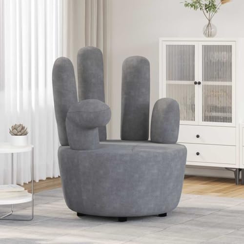 Lumanois Chaise en Forme de Main Gris Velours Fauteuils Gris,241731