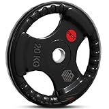 ManiBoom Discos Pesas Hierro ENGOMADO 30mm y 50mm Olimpica con Anillo Interior de Acero y Triple Agarre ERGONOMICO - Disco para Barra o Mancuernas 2,5kg, 5kg, 10kg, 15kg, 20kg (Ø30MM - 1 x 20KG)