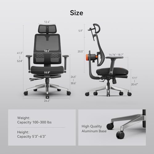 Image of Newtral Ergonomic Office Chair - Home Office Desk Chair with Adaptive Lumbar Support, with Footrest, 4D Armrest, Adjustable Seat Depth & Height