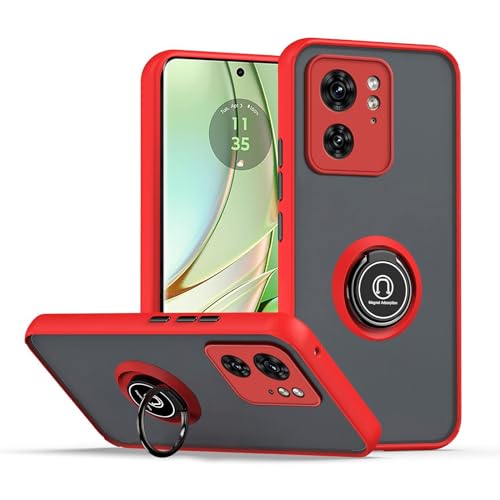 Cover per Motorola Edge 40 con anello Stand Case PC+TPU antiurto antigraffio telefono Custodia rosso
