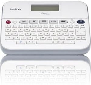 Brother P-Touch, PTD400VP, Versatile Label Maker with Carry Case and Adapter, Compact Design, Easy-to-Use Keyboard, Graphical Display, Gray/White