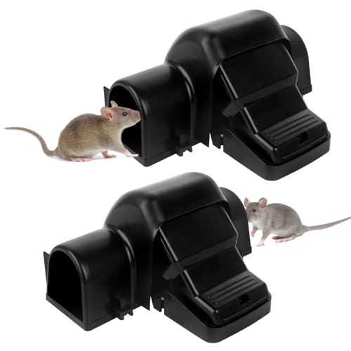 LYPPUL 2PCS Rat Traps, Rat Traps That Kill Instantly, Humane Rat and Mouse Traps, One Click Set Up, Reusable Rat Catcher for Outdoors Indoors, Sensitive Rodent Trap, Child and Pet Friendly