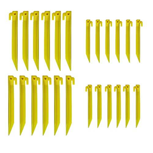 24Pcs Tent Pegs Plastic Spike Hook Awning Camping Caravan Visual Marker,12x 6inch + 12x 9inch