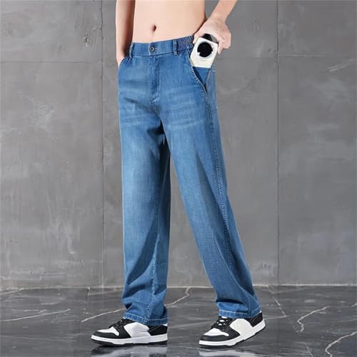 Men's Business Classic Straight Denim Trousers Stretch Comfortable Loose Jean with Pockets4