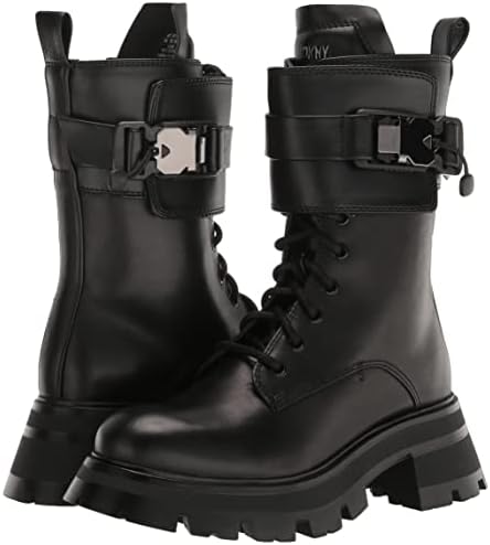 DKNY Women's Lace-up Lug Sole Combat Boot Fashion, Black, 11 | Image 6