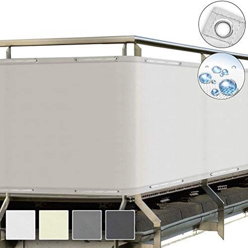 Preisvergleich Produktbild Muchas Sichtschutz Balkonbespannung, Windschutz Sonnenschutz, Windschutz Wasserdicht Blickdicht, für Gartenanlagen, Camping und Freizeit - Weiß 0.8x9.5m