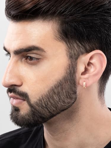 Image of ORIONZ Hoop Earrings for Men & Boys (1 Piece) - 925 Sterling Silver - Gift for Birthday Anniversary - 18k Gold Plated Jewellery - Men Fashion