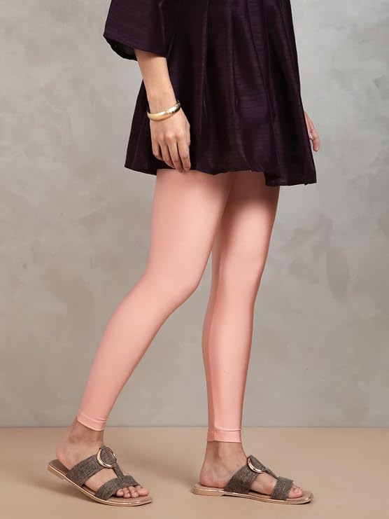 Image of TWIN BIRDS Shimmer Leggings for Women | Shiny Stretch Ethnic Wear Pants