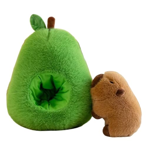 YAKINOぬいぐるみ カピバラ 動物 いちごのリュックサック 特大 抱き枕 可愛い もこもこ 添い寝枕 カピバラ縫い包み 面白い 抱きまくら ブラウン 気持ちいい キャラクター 癒される 縫いぐるみ おもちゃ ソフト ふわふわ (I,40CM)