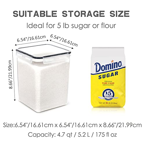 Large Food Storage Containers With Lids Airtight 5.2L /176Oz, For Flour, Sugar, Baking Supply And Dry Food Storage, Pantrystar 3Pcs Bpa Free Plastic Canisters For Kitchen Pantry Organization #TOP1