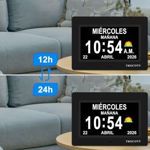 Reloj de demencia de 7 pulgadas que soluciona la confusión de fecha y hora 7