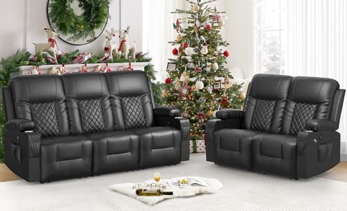 FURNIMAT Oversized Recliner Sofa Set with 2+3 Pieces in Living