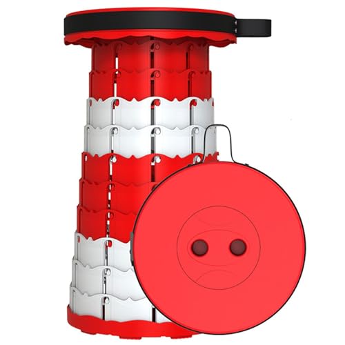 Generic Upgraded Klapphocker Faltbar Mit Tragfähigkeit 180KG, Regenbogen Faltbare Camping Hocker Mit Weichem Kissen, Portable Stool Ideal Für Indoor-und Outdoor-Aktivität Ausgestattet (Rot)