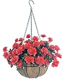 Lopkey Outdoor Artificial Red Azalea Bush Flower Patio Lawn Garden Hanging Basket with Chain Flowerp