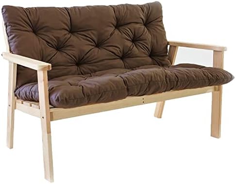 Bifqioy Porch Swing Cushion with Backrest and Ties 4'' Thicken Waterproof Swing Chair Seat Pad 2-3 Seater Patio Bench Replacement Cushion for Outdoor Garden Furniture (Brown,60 * 40in)