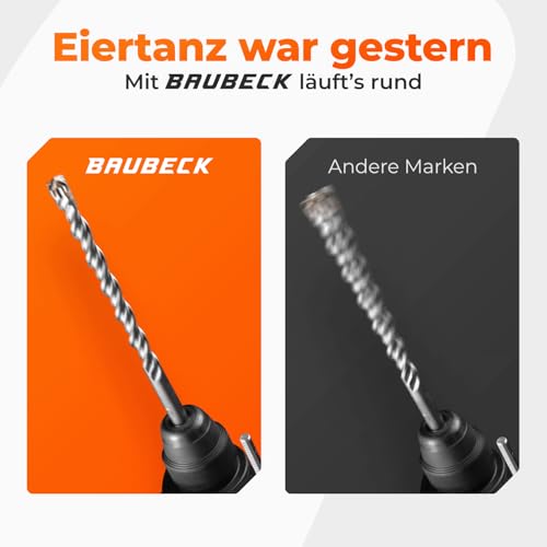 BAUBECK SDS Plus Bohrer Set für Beton [7tlg - Ø6-14 & 160mm lang] 4 Schneiden - Langlebige Betonbohrer aus 40CR Stahl für Präzise… – Ansicht 3