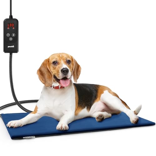 Pecute ペット用ホットカーペット猫用ホットカーペット猫 ヒーター 猫 犬 ホットマット 6段温度調節 6段タイマー機能 猫 犬 小動物用 ヒーターマット ペットカーペット 厚手 ペット用暖房器具 噛み付き防止 感電防止 過熱保護 カバー1枚付き Lサ