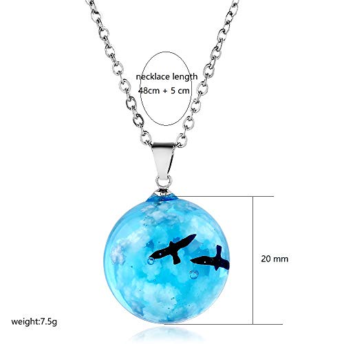 Fineder Luminous Series Cosmic Moon Pendant Necklace Fluorescent Necklace, Glow In The Dark Necklace ( Two Fly Birds ) #TOP1