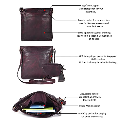 Ozora Multi Pockets Handmade Leather Crossbody Handbags & Sling Bag for Men & Women with Detachable Holster2