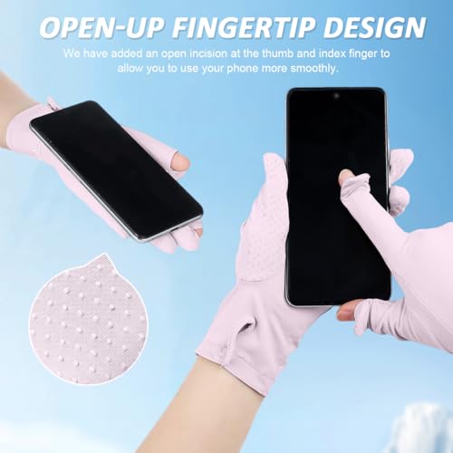 Image of PALAY Sun Protection Gloves for Women - Non-Slip Touch Screen, Breathable Ice Silk Cooling, Summer Outdoor Full Finger With Snap Button Closure for Cycling, Driving, Fishing