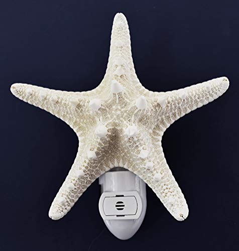 Florida Shells And Gifts Inc. ND9086 Seashell Night Light Real White Starfish Beach Decor W. Light Sensor Beautiful Coastal Cottage thumb #1