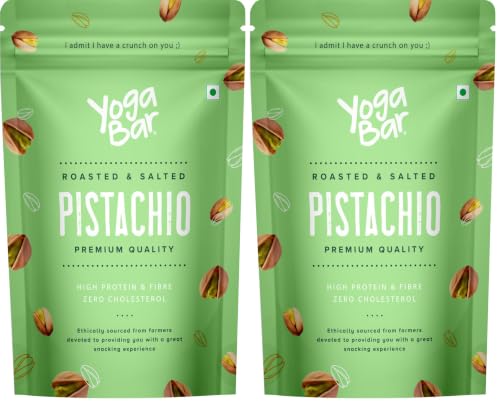 Image of Yogabar Premium Pista 200g|Roasted Salted Pista|Crunchy Pistachios|Tasty & Healthy Nuts Dry Fruits|Rich in Protein, Fibre, Gluten Free & Low Calories|Healthy Snacks|Dry Fruit Gift Pack (Pack of 2)