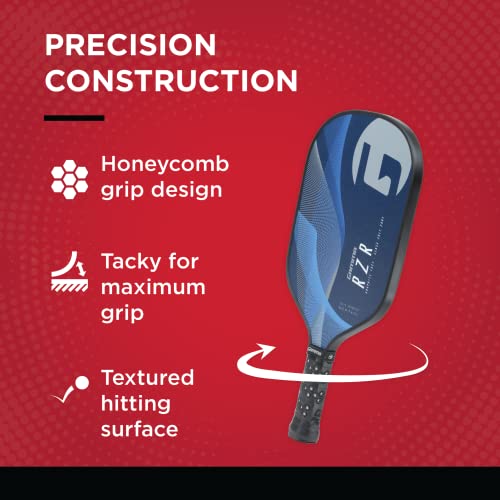 Gamma Composite Pickleball Paddle: Pickle Ball Paddles For Indoor & Outdoor Play - Usapa Approved Racquet For Adults & Kids - Blue/Grey, Rzr #TOP3