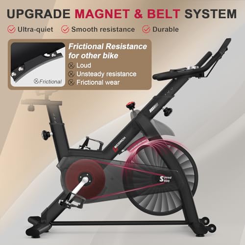 Decorcn Exercise Bike for Home Use with APP, Magnetic Resistance Spin Bike with Large Tablet Holder & Comfortable Seat, Upgraded LCD Monitor for Quiet Home Cardio Workout, Max 330LBS Capacity - Image 4
