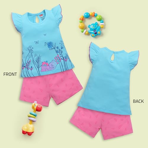Image of LuvLap Baby Girls Regular Fit 100% Cotton Half Sleeves Girls Top CoSet Pack of 3
