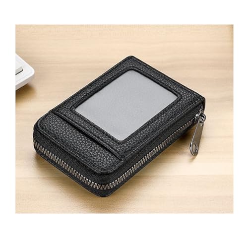 Credit Card Case Compact Wallet with ID Window for Men and Women with 11 Card Slots (Black)