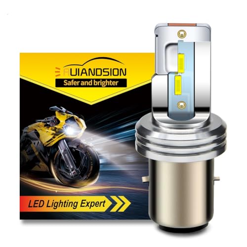 Ruiandsion BA20D LED Motorcycle Lights Bulb H6 Super Bright 6000K White 1800 Lumens AC/DC 9-32V High Low Beam CSP Chips LED Bulb for Motorbike Lamp