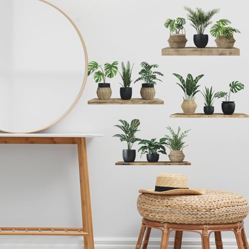 Image of Green Plant Wall Stickers, 3D Bonsai Tropical Betterfly Creative Vinyl Peel and Stick Removable Wall Art for Living Room Bedroom Home Office (Green Plant 4)