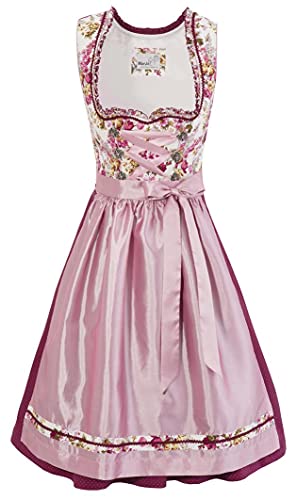 MarJo Dirndl midi 58 cm Zieglstadl Creme/rosa/rot, Gr. 34