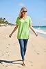 STAR FASHION Womens V Neck Oversized T Shirt Ladies Baggy Oversized T-Shirt Loose Fit Summer Top with Turn Up Short Sleeves Neon Yellow 20-22 #4