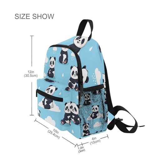 Cute Cartoon Pandas Blue Backpack for Toddler Girls Boys Little Kid's Backpacks with Name Tag Mini Preschool Backpacks, 3-8 Years4