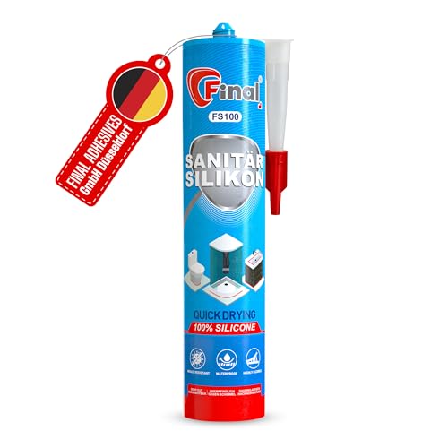 FINAL Sanitär Silikon 1x280ml - Wasserfester Dichtstoff in Profiqualität, für Bad, Dusche & Küche, schimmelresistent, antibakteriell & elastisch (Abverkauf wg....