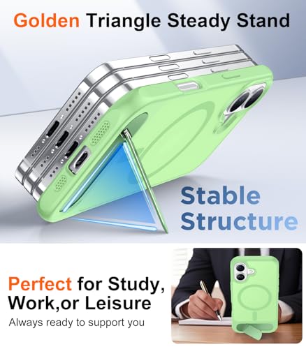 Image of Designed for iPhone 17 Case, [Built-in Invisible Kickstand][Compatible with MagSafe][Military Grade Shockproof] Slim Translucent Matte Phone Case 6.3 inch (Light Green)
